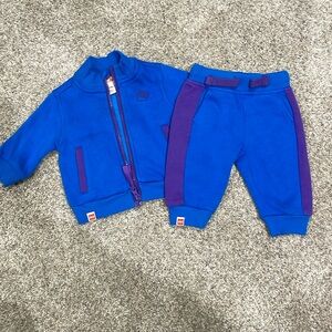 Infant (0-3 M) Lego brand sweats and matching zip up jacket. Blue and purple